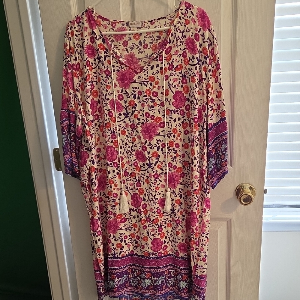 Halife Floral Pink and Purple Women's Dress
